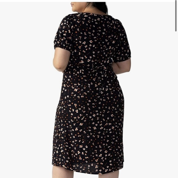 Sanctuary Sweetheart-Neck Puff-Sleeve Midi Dress floral black plus size 20W NWT - Picture 2 of 11